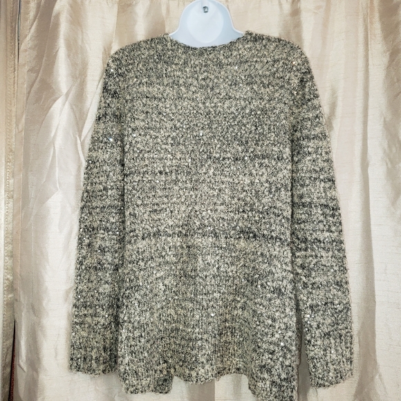 NWOT Daytrip gray sequined boucle open front cardigan sweater Womens Sma… - Picture 5 of 6